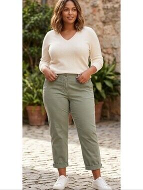 St. John's Bay Relaxed Fit Girlfriend Chino Pants Olive Green Size 22W
